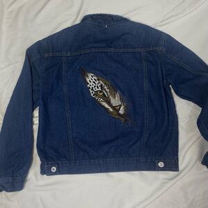 Denim Jacket with Leopard Embroidery